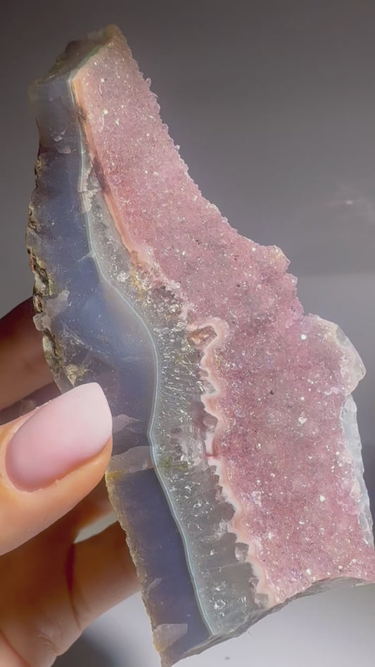 Rosa Rainbow-Amethyst Rohstück – 10,2 cm, feinste Doppelkristallisation 💖