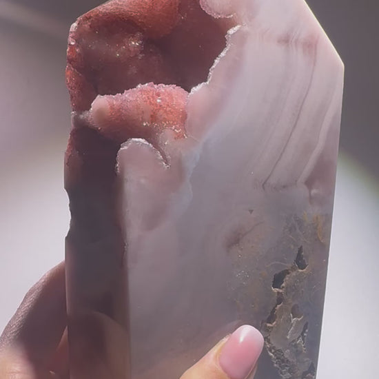 Pink Amethyst Kristall mit Bubble-Kristallen – 16 cm – 1.2 kg – Rosa Edelstein aus Brasilien