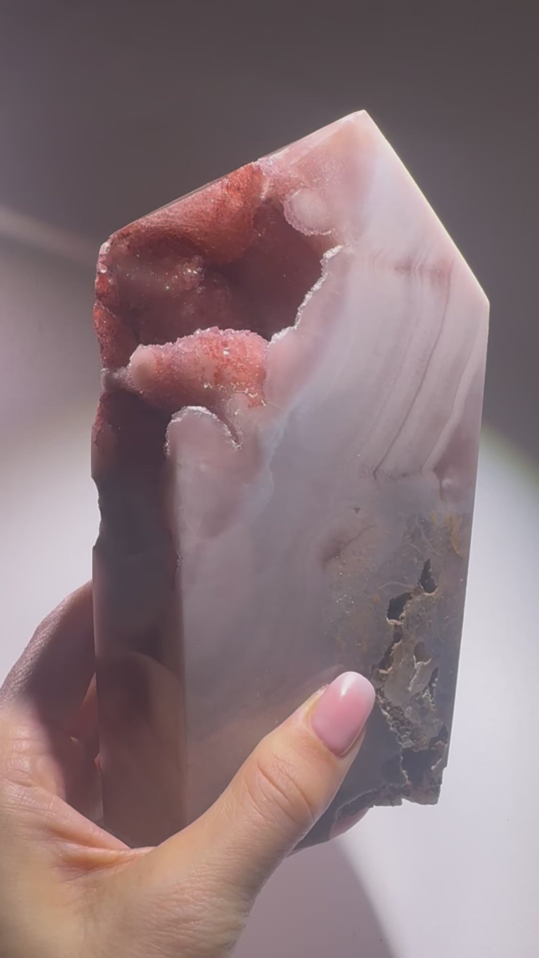 Pink Amethyst Kristall mit Bubble-Kristallen – 16 cm – 1.2 kg – Rosa Edelstein aus Brasilien