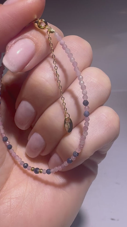 Luxuriöses Armband mit Tourmalin & Saphir – 18K vergoldetes 925 Silber