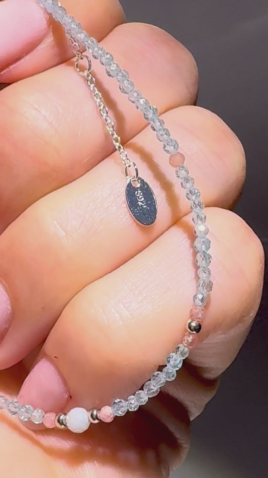 Elegantes Armband mit Apatit & Rhodonit – 925 Silber