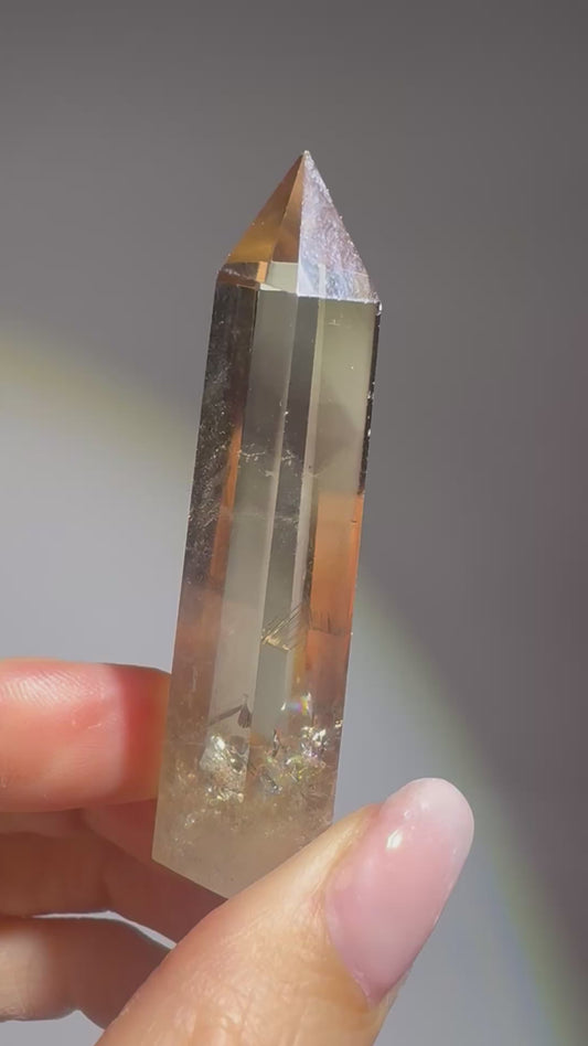 Mini Citrin Spitze mit Phantom - 6cm