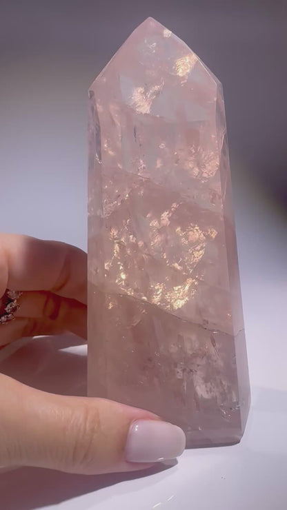 Rosenquarz Spitze 12,5 cm – Extra klare Premiumqualität in zartem Rosa aus Brasilien 💗