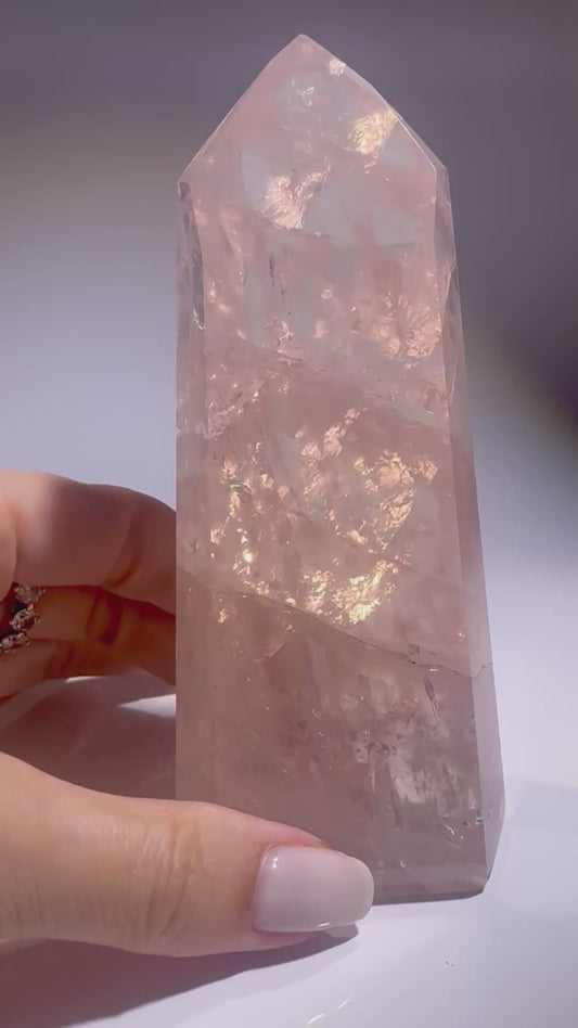 Rosenquarz Spitze 12,5 cm – Extra klare Premiumqualität in zartem Rosa aus Brasilien 💗