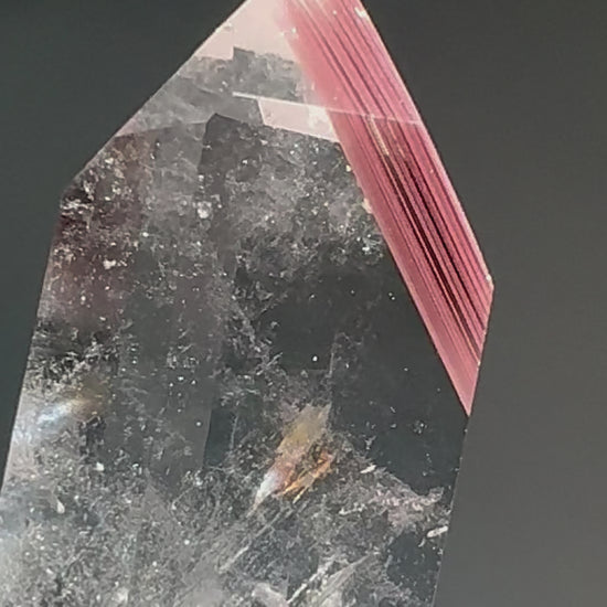 Klarer Pink Lithium Doppeländer Kristall 7 cm mit Phantomstruktur