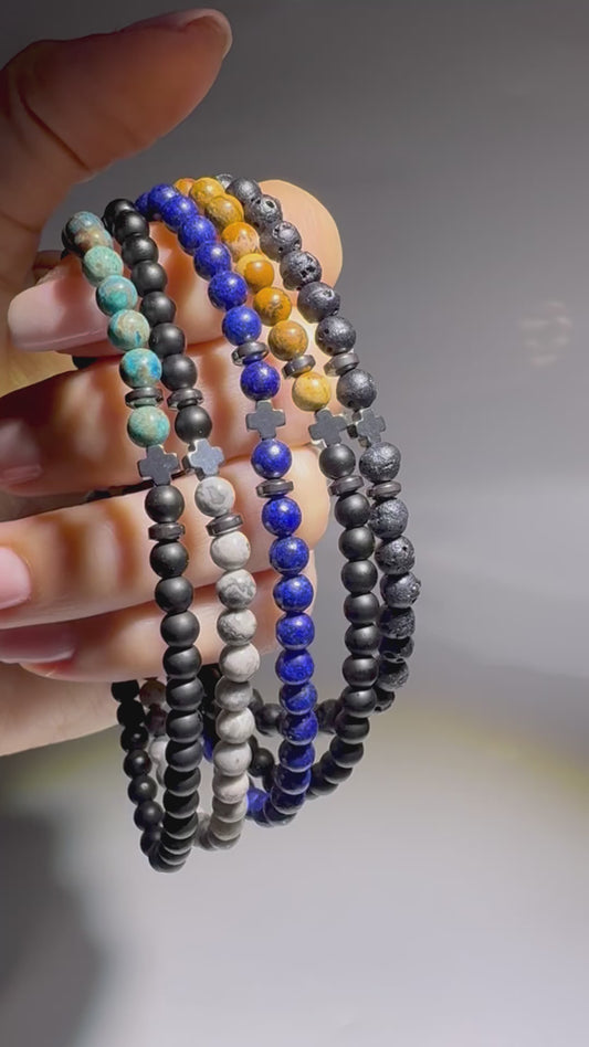 Elegante Edelstein-Armbànder – Unisex, 19,5 cm, echte Kristalle & Onyx