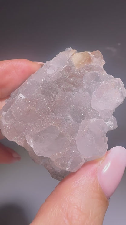 Weiss-zart-rosa Rainbow-Amethyst Rohstück – 5,1 cm, ultrafeine Doppelkristallisation 💖