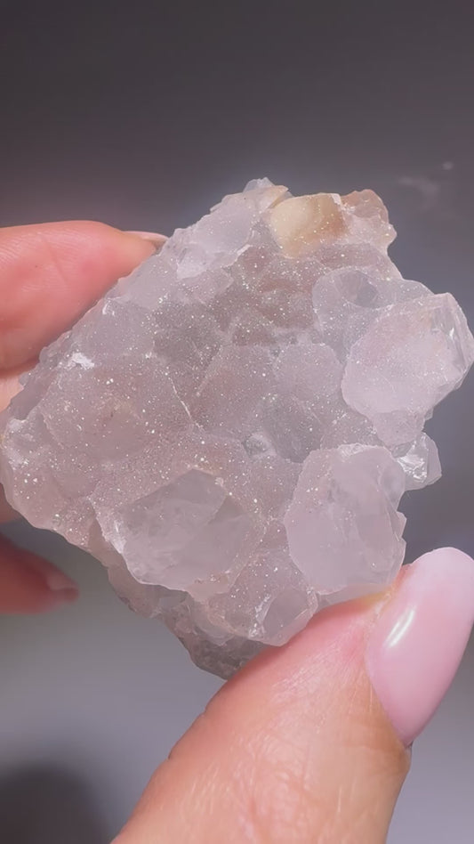 Weiss-zart-rosa Rainbow-Amethyst Rohstück – 5,1 cm, ultrafeine Doppelkristallisation 💖