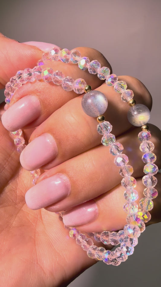 Angel Aura Bergkristall & Labradorit Armband – 17 cm | Premium Qualität