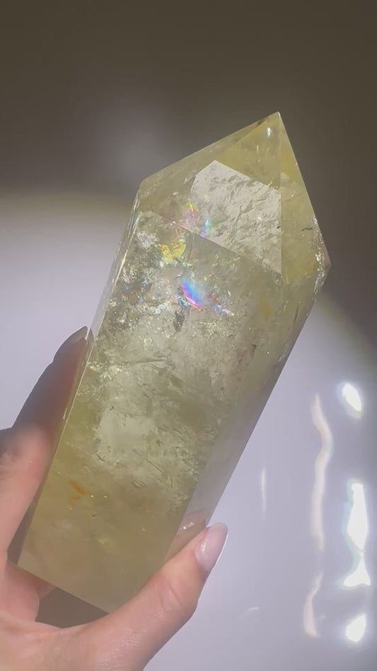 Citrin mit Phantomschichten und Regenbogen - 18.5cm, 970g