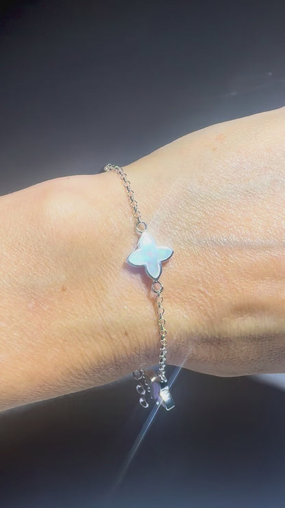 Armband mit drei Perlmutt-Blumen – 925 Sterling Silber