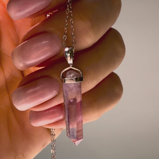 Vera Cruz Amethyst Halskette mit Naturkristall, 925 Silber