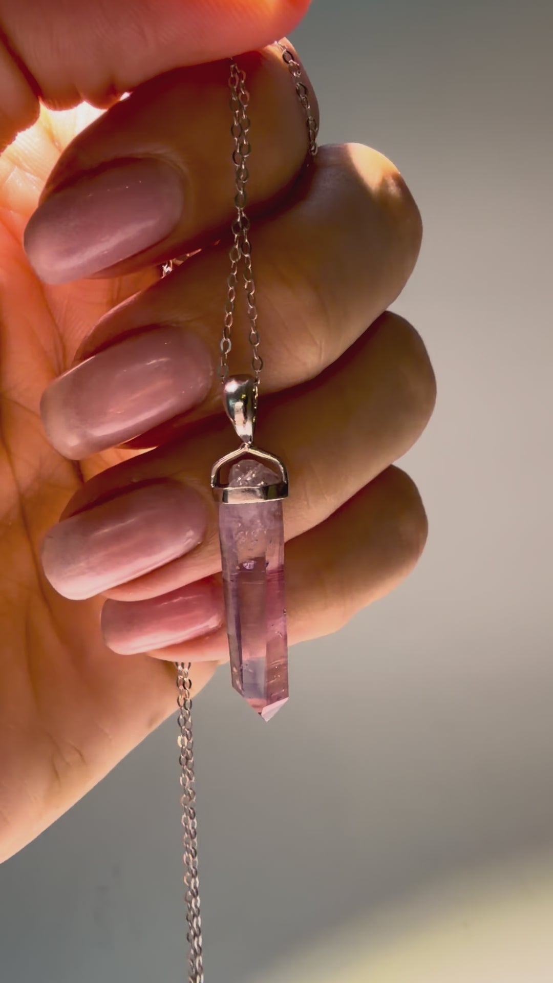 Vera Cruz Amethyst Halskette mit Naturkristall, 925 Silber