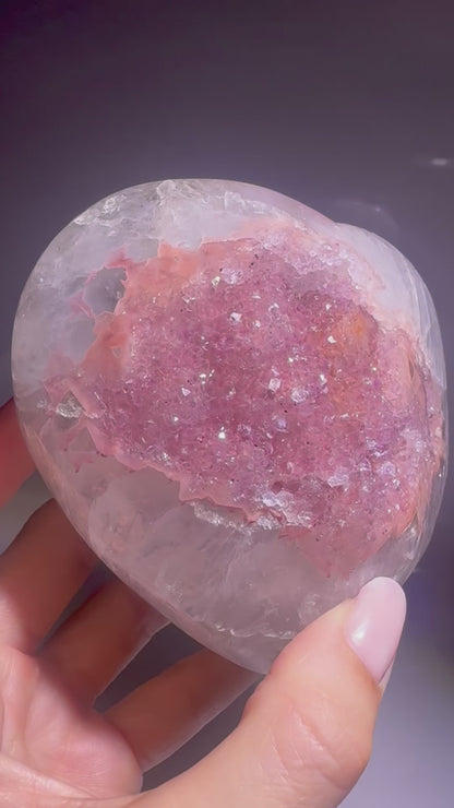 Pinkes Amethyst Herz 10.4 cm – Rainbow Kristalle Uruguay 💖