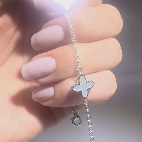 Perlmutt-Blumenarmband 925 Silber | Filigranes Armband kaufen