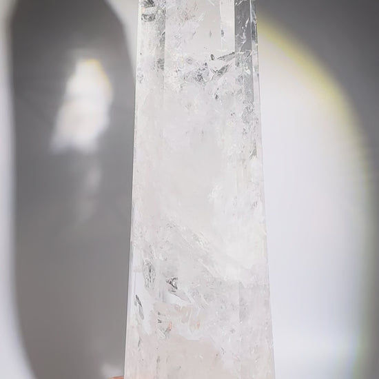 Lemurian Kristallspitze Brasilien 50 cm 5,4 kg mit Nussbaum Sockel