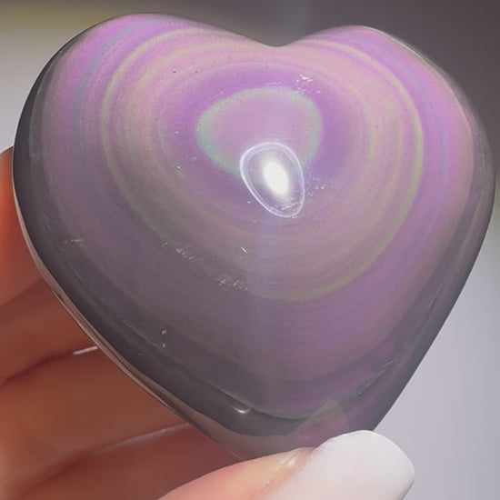 Rainbow Obsidian Herz 
 5.5x5.5 cm – Handmade Unikat aus Mexiko mit pink-lila-grün Farbspiel (Kopie)