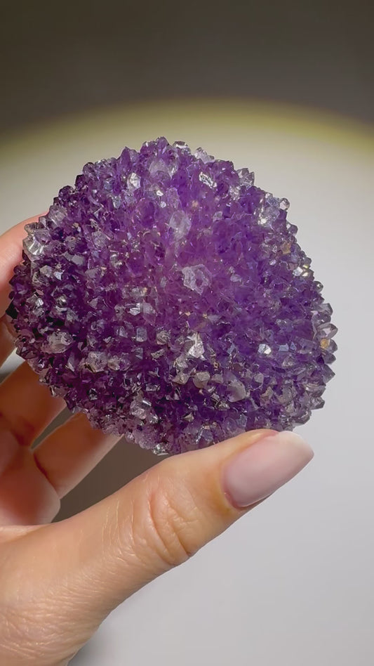 Tiefviolette Amethystblüte aus Uruguay – 7,4 cm Stalaktit Kristall kaufen
