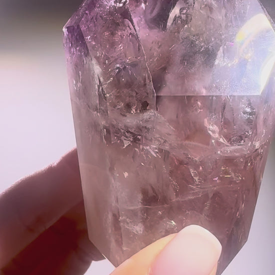 Naturkristall aus Brasilien – Ametrin mit Citrin-Phantom, Amethyst und fluoreszierendem Effekt