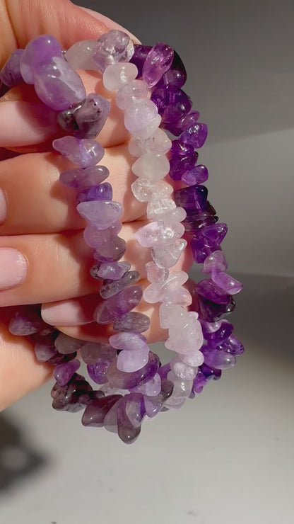 Mystisches 3er Edelstein-Armbandset – Amethyst, Purple Jade & Dark Amethyst 💜✨