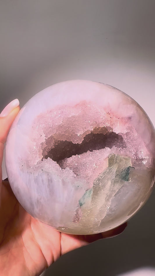 Amethyst Kugel Mintgrün & Pink Sugar Kristall Handarbeit Uruguay 10,7 cm 1,48 kg