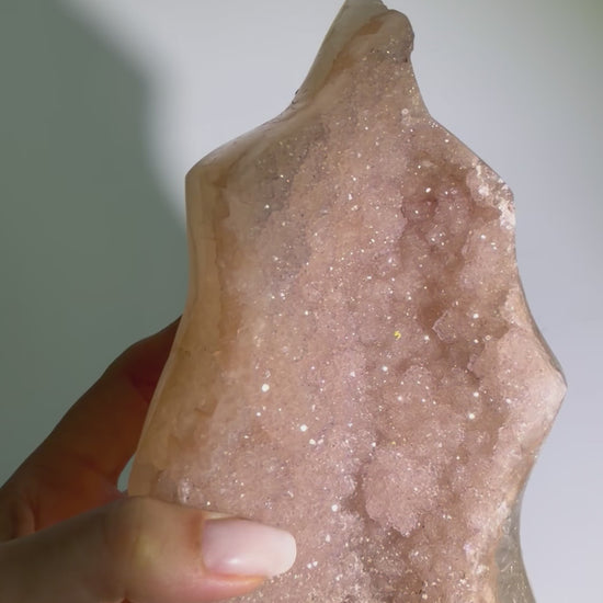 Pink Amethyst Sugar Flamme | Rarer Kristall in Baby Pink