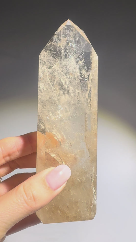 Ultraklare Citrin Kristallspitze 14,5 cm 260 g honiggelbe Transparenz