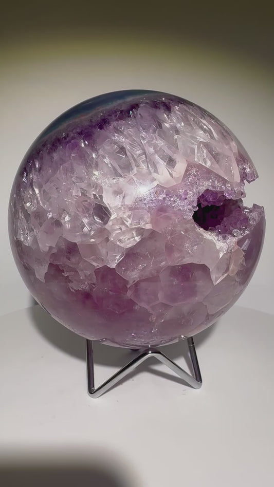 Sphère d'améthyste Brésil 12 cm – 3,19 kg | Sphère cristalline sucrée, qualité extra 💜✨