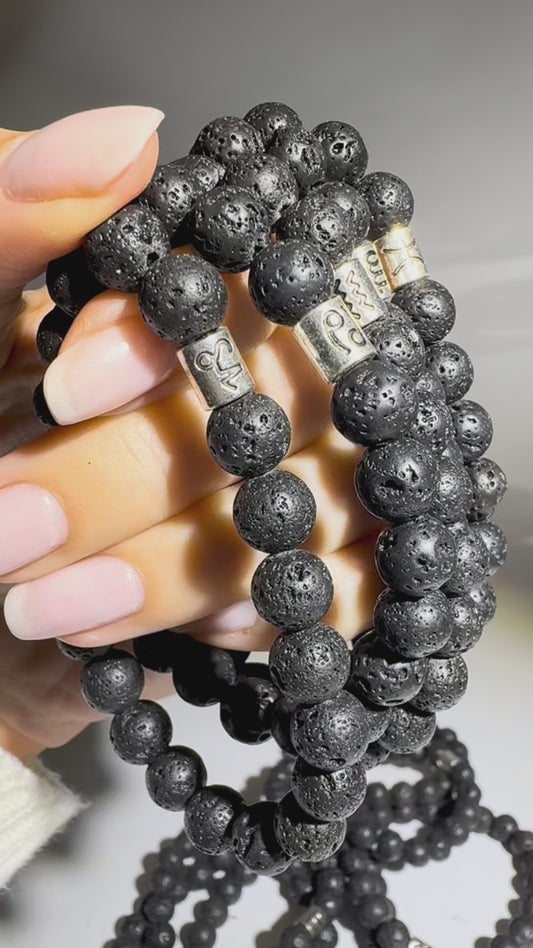 Sternzeichen-Armband mit Lava-Perlen & Edelstahl – Unisex, 17-21 cm