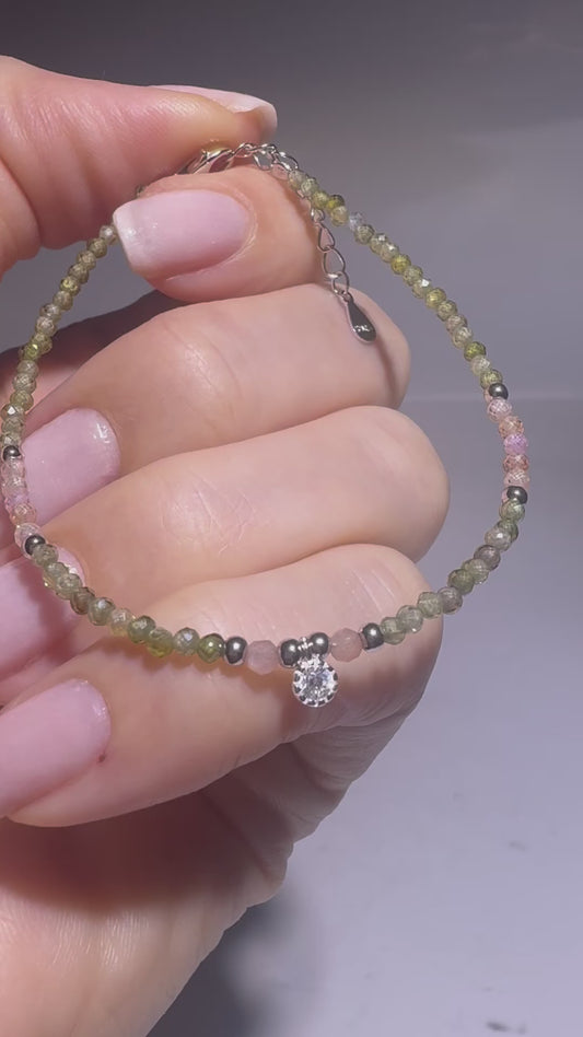 Zuckersüsses Armband mit Sonnenstein, Rosenquarz & funkelndem Zirkon 💖