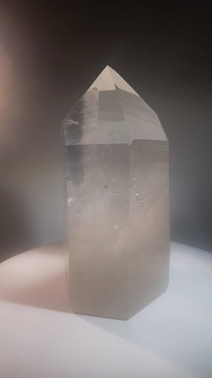 Extragrosse klare Lemurian Kristall Spitze 23,5 cm – 3,89 kg naturbelassenes Unikat aus Brasilien