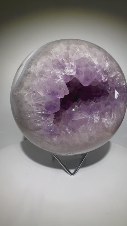 Riesige Amethyst Kugel mit wunderschönem Achat-Banding – 17 cm, 7 kg