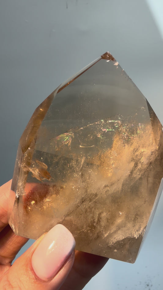 Natur Citrin mit Regenbogen 7 cm | Kristall für Erfolg & Strahkraft
