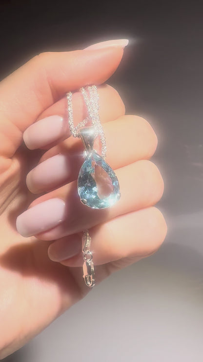 Blau-Topas Pear Cut Anhänger 925 Silber – Edelstein jetzt kaufen