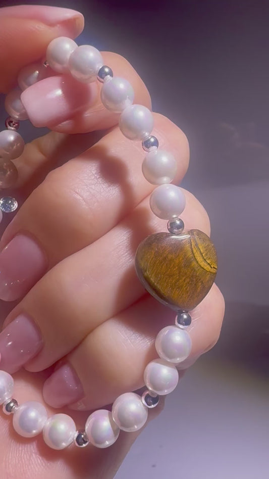 Edles Permut-Armband mit Tigerauge Herz 💛
