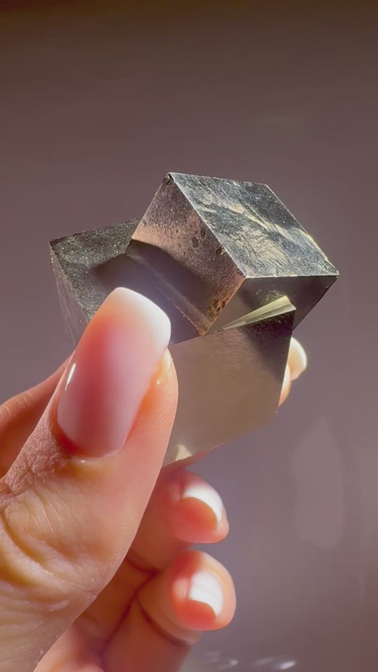 Pyrit Kubus 123 g (3,5 × 4 cm)  | Natürlicher Kristall aus Spanien