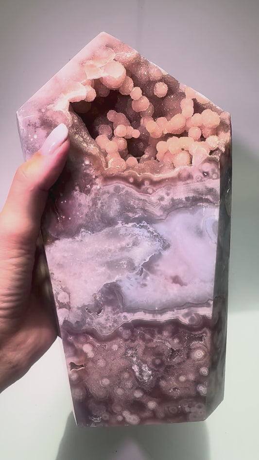 Einzigartige Pink Amethyst Spitze mit seltenen Bubble-Kristallen – 22,5 cm | 2,67 kg 💗