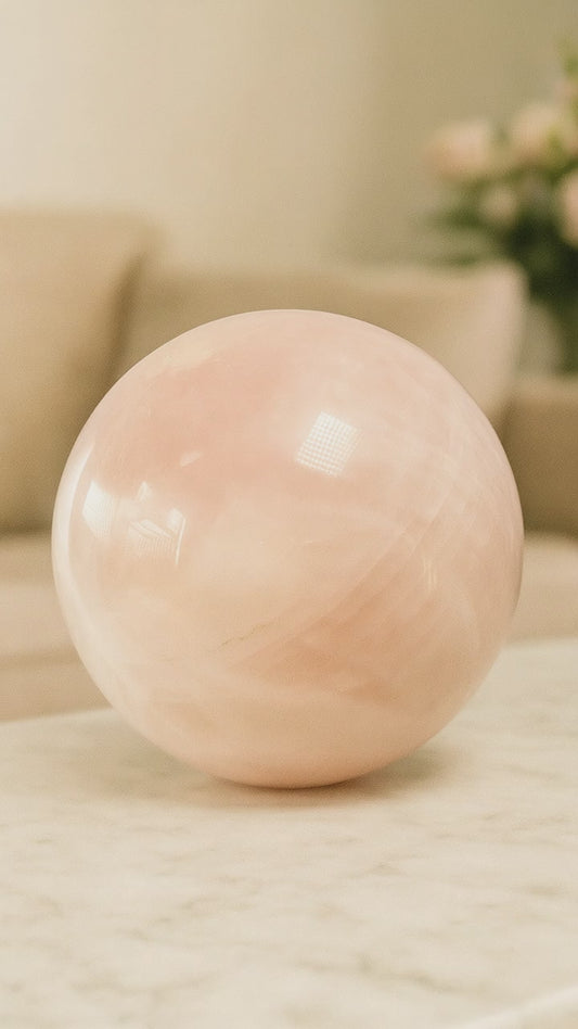 Rose quartz sphere 15 cm – 5.3 kg – Heart stone for love &amp; harmony