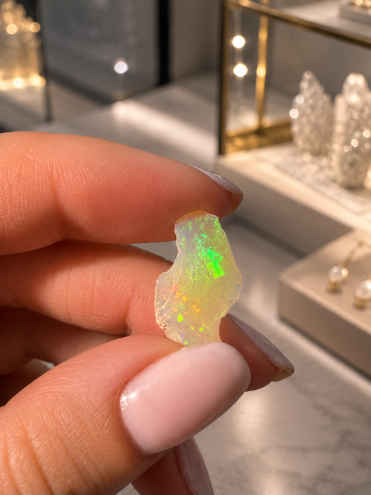 Äthiopische Opal Rohsteine mit irisierendem Farbspiel